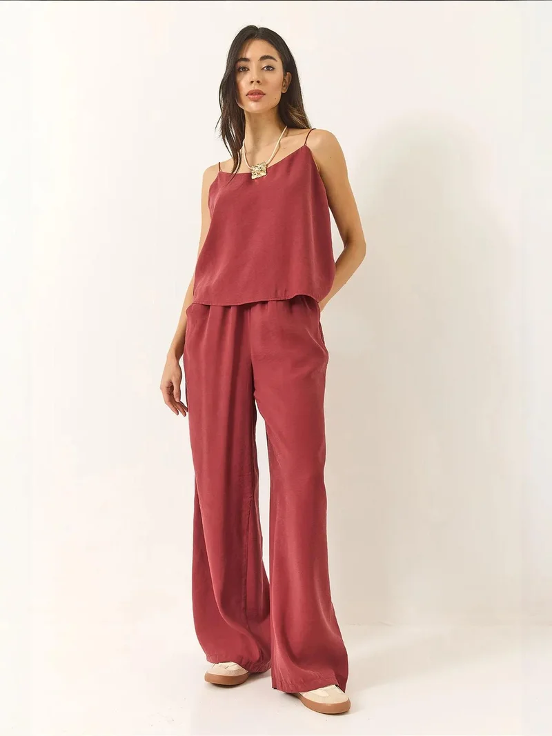 Bianco Lucci LUCCI V-Neck Long Sleeve Two-Piece Coord Set