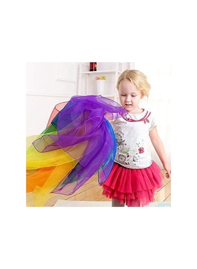 Oasisgalore 6 PCS Juggling Scarves Sensory Toy 6 Colors 60 x 60 cm Belly Dance Scarves Baby Toddler Kids Scarves (6)  - Image 2