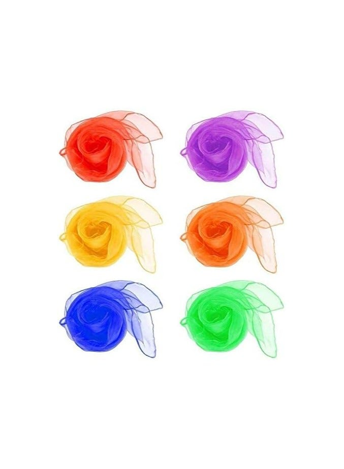 Oasisgalore 6 PCS Juggling Scarves Sensory Toy 6 Colors 60 x 60 cm Belly Dance Scarves Baby Toddler Kids Scarves (6)  - Image 1