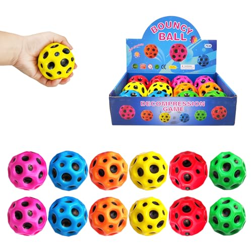 YVBBHE 12 PCS Large Bouncy Ball Colorful Big Super Bounce ToyExtreme High Bouncing Balls for KidsFun Kids Lightweight Foam Jump Sensory Ball for Outside HHLFCL - Image 1