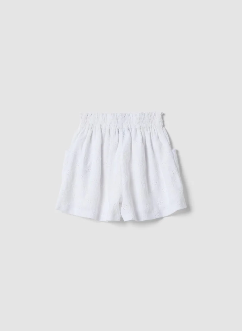 Ovs OVS Girls White Stretch Shorts With Elasticated Waist, Regular Fit