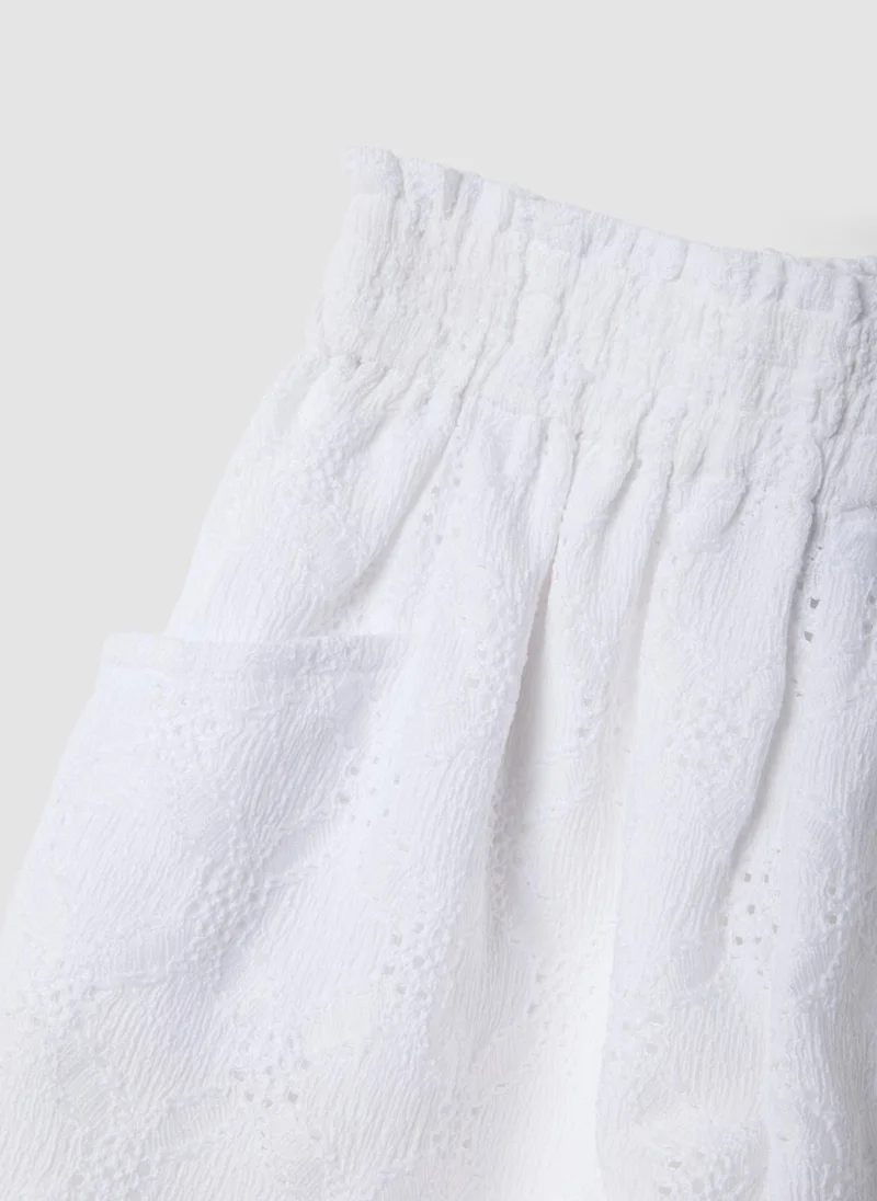Ovs  OVS Girls White Stretch Shorts With Elasticated Waist, Regular Fit for Women | Best Price UAE