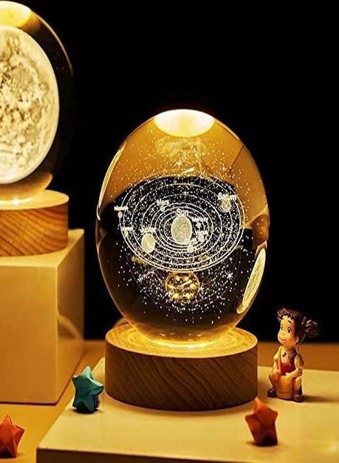 LESIGE 3D Galaxy Crystal Ball Night Lamp,Solar System, USB Table Colorful LED Wooden Crystal Ball for Home Decoration Birthday Gift for Teens Boys and Girls. - Image 1