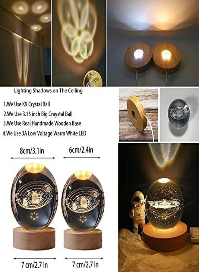 LESIGE 3D Galaxy Crystal Ball Night Lamp,Solar System, USB Table Colorful LED Wooden Crystal Ball for Home Decoration Birthday Gift for Teens Boys and Girls. - Image 4