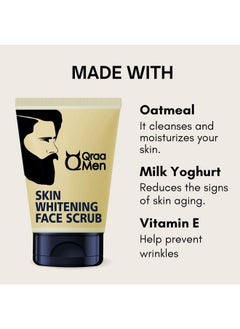 Qraa Men Vitamin C Skin Lightening Face Scrub With Yogurt And Oatmeal  - Image 3