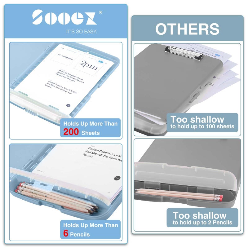 Sooez Clipboards with Storage, High Capacity Clip Boards 8.5x11 with Storage, Heavy Duty Nursing Clipboard Folder, Plastic Clipboard with Pen Holder for Women Teachers Work, School & Office Supplies - Image 3