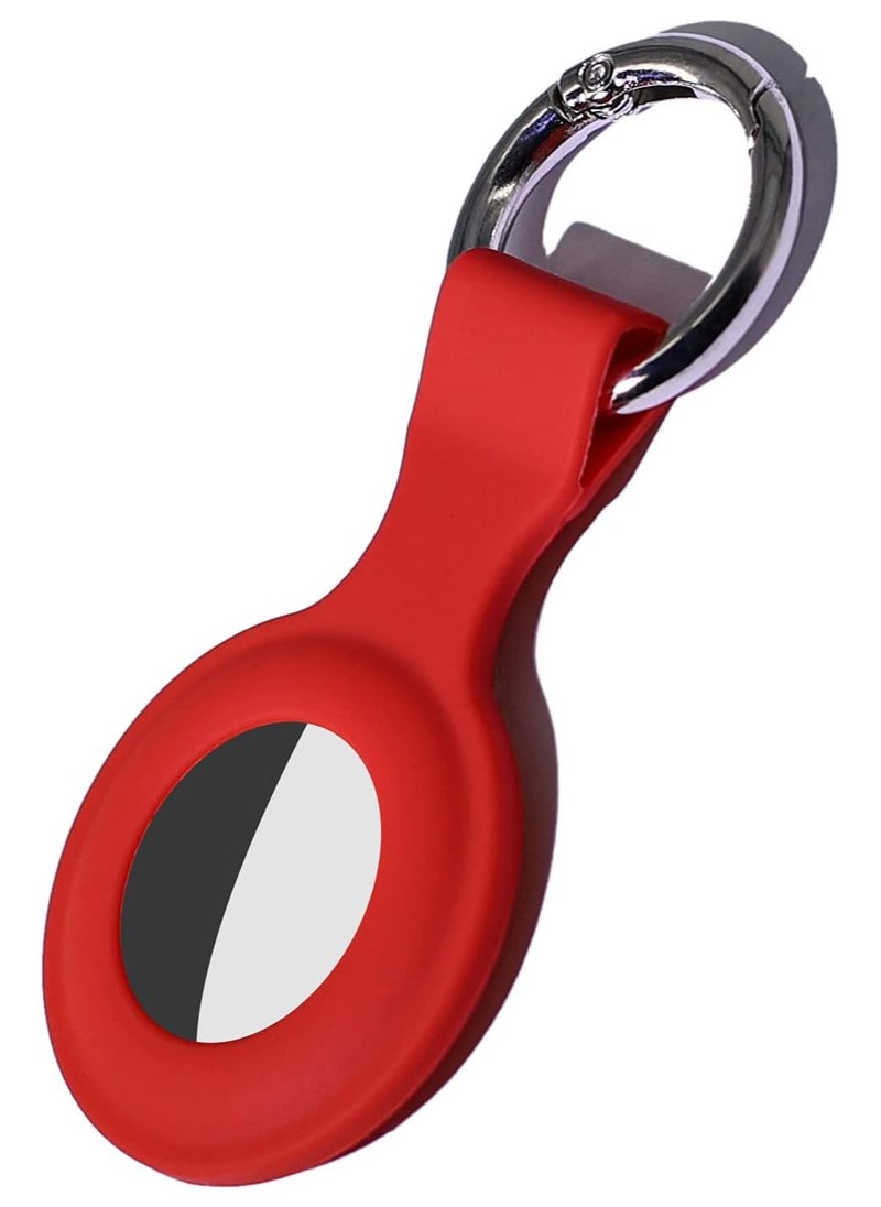 Raxoom Soft Silicone Air tag Holder with Keychain Water proof Air tag Case Air tag Cover for Air tag Key Finder Tracker Finder Red  - Image 1