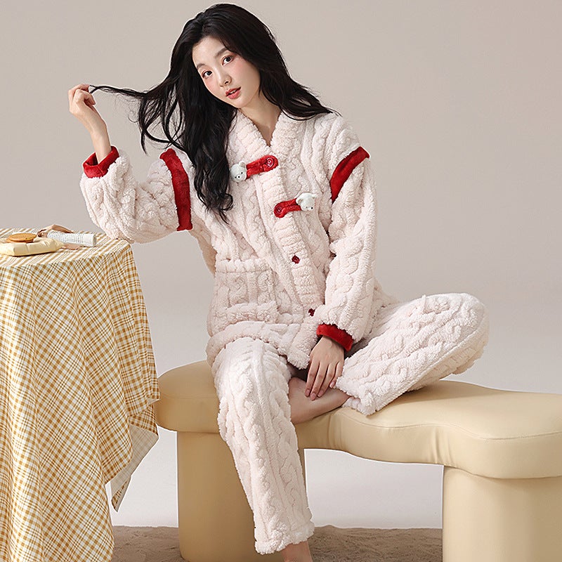 Pajamas Kimono Cardigan Warm Thickened Suit Loose Casual Comfortable Home Wear Outer Wear - Image 1
