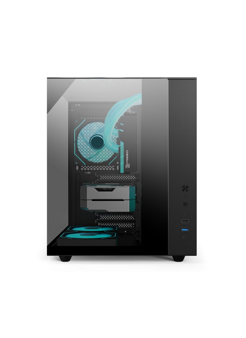 SHARX - SHARX PROFIN Mid-Tower Gaming Cabinet, ATX, 5x 120mm Pre-Installed ARGB Fans, Controller, 3-Side Tempered Glass Panel White GX500B - Image 1
