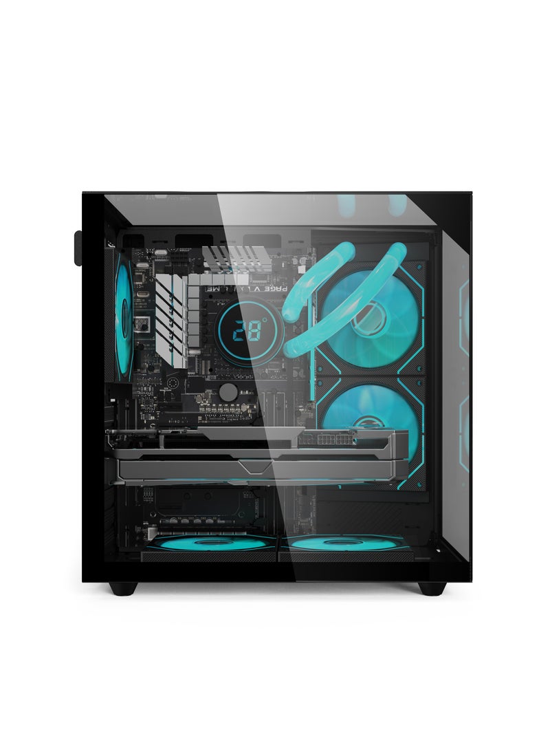 SHARX - SHARX PROFIN Mid-Tower Gaming Cabinet, ATX, 5x 120mm Pre-Installed ARGB Fans, Controller, 3-Side Tempered Glass Panel White GX500B - Image 1