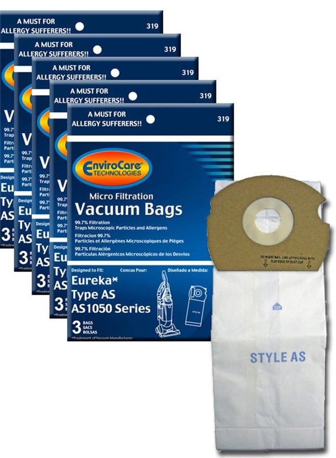 Envirocare Replacement Micro Filtration Vacuum Cleaner Dust Bags made to fit Eureka Type AS 15 pack - Image 1