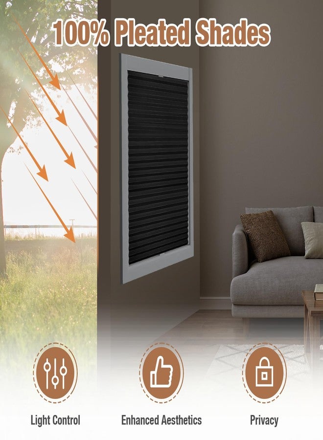 Zipcase 6 Pack Window Blackout Shades, 100% Shading Cordless Light Filtering Pleated Paper Shades, 36 in x 72 in(Fits Windows 19”- 36”), Black - Image 2