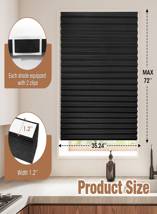 Zipcase 6 Pack Window Blackout Shades, 100% Shading Cordless Light Filtering Pleated Paper Shades, 36 in x 72 in(Fits Windows 19”- 36”), Black - Image 5