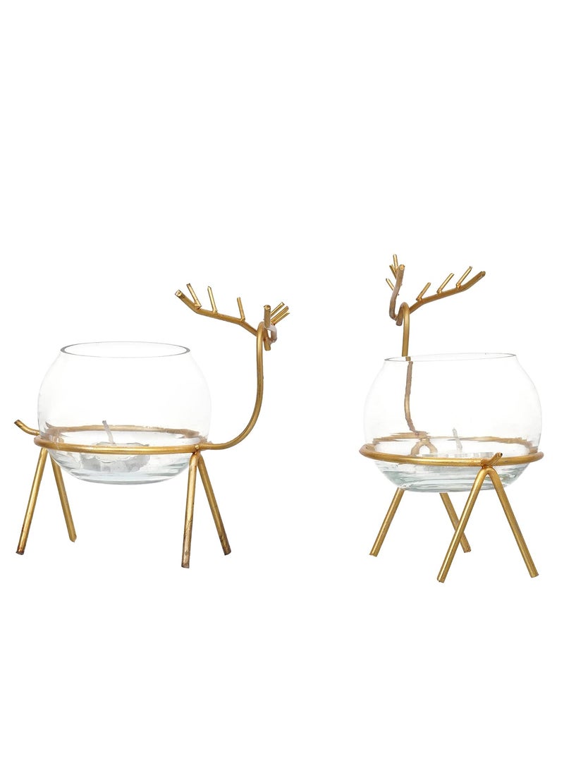 Webelkart Webelkart Premium Iron Reindeer tealight Candle Holder for Home and Table Decor | Diwali tealight Holder for Home and Dining Room Decor (Gold)  - Image 4