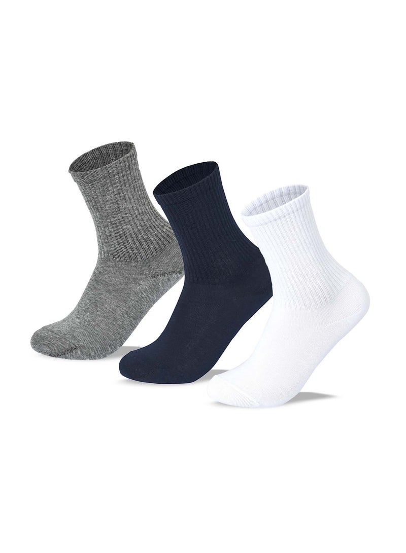 SAM SOCKS Kids Set of 3 Long School Plain Socks White-Grey-Blue size 26-29 EU - Image 1