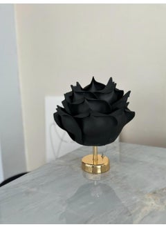 Maison Avf Dekor Artificial Eva Rose Wireless Table Lamp Top Black-Bottom Glossy Gold (9V Battery 75-90 Hours)  - Image 2