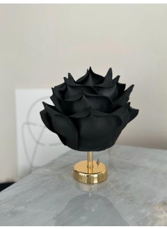 Maison Avf Dekor Artificial Eva Rose Wireless Table Lamp Top Black-Bottom Glossy Gold (9V Battery 75-90 Hours)  - Image 3