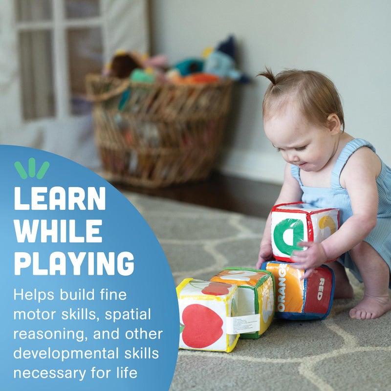 Constructive Playthings Customizable Stacking Block Toys with Clear Pockets for Ages 12 Months+, Toddler Soft Foam Building Blocks, Builds Fine Motor Skills, Multicolor - Image 5