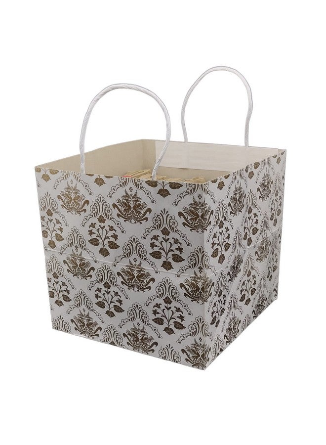 Arrow Paper Products Square Golden Bird Printd Paper Gift Bags for Baby Shower Return Gift, Small Presents, Weddings, Birthday, Holiday Presents (Pack of 60, 22.60 x 22.86x 22.86 Cm) - Image 1