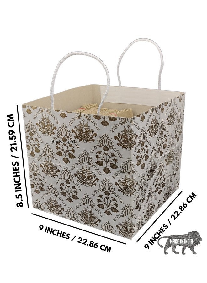 Arrow Paper Products Square Golden Bird Printd Paper Gift Bags for Baby Shower Return Gift, Small Presents, Weddings, Birthday, Holiday Presents (Pack of 60, 22.60 x 22.86x 22.86 Cm) - Image 4