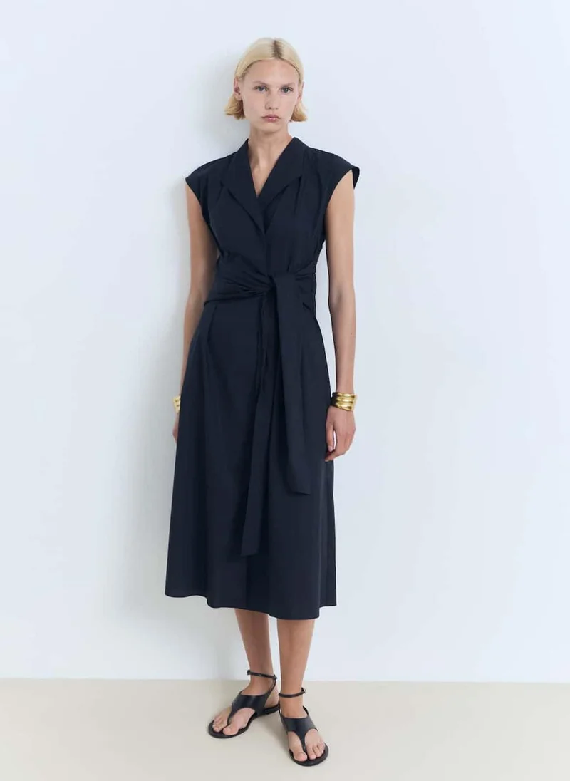 MANGO Midi-Dress With Knot Detail