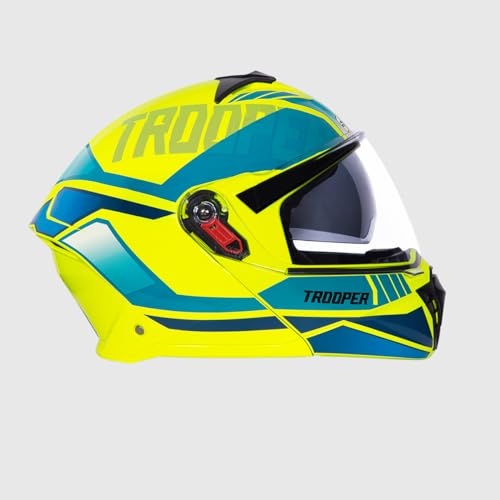 STUDDS Trooper DV D1 ISI and DOT Certified Gloss Finish Flip-up Full Face Helmet for Men and Women with Inner Sun Visor (Yellow N3 M) - Image 2