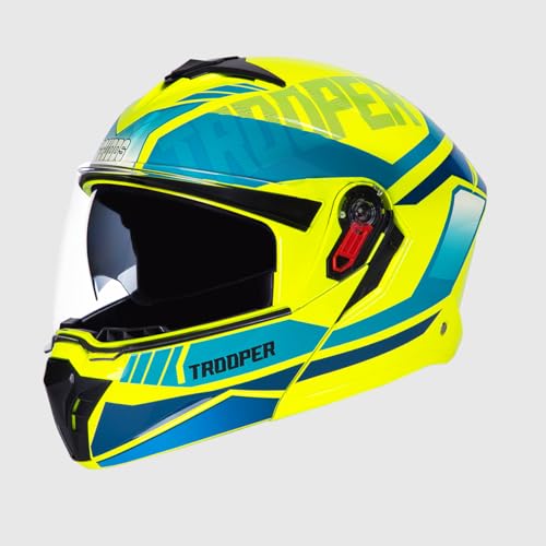 STUDDS Trooper DV D1 ISI and DOT Certified Gloss Finish Flip-up Full Face Helmet for Men and Women with Inner Sun Visor (Yellow N3 M) - Image 1
