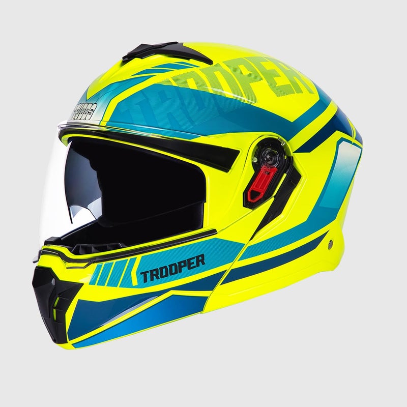 STUDDS Trooper DV D1 ISI and DOT Certified Gloss Finish Flip-up Full Face Helmet for Men and Women with Inner Sun Visor (Yellow N3 M) - Image 4