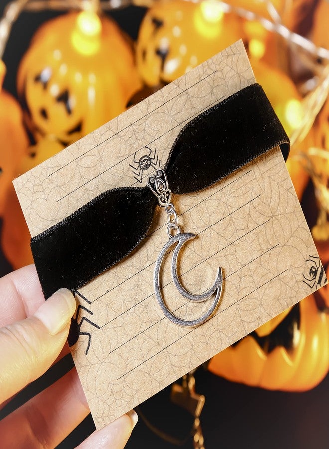 RareLove Halloween Costumes Black Velvet Gothic Collar Choker Crescent Moon Necklace Alloy Plated Gothic Accessory for Women - Image 5