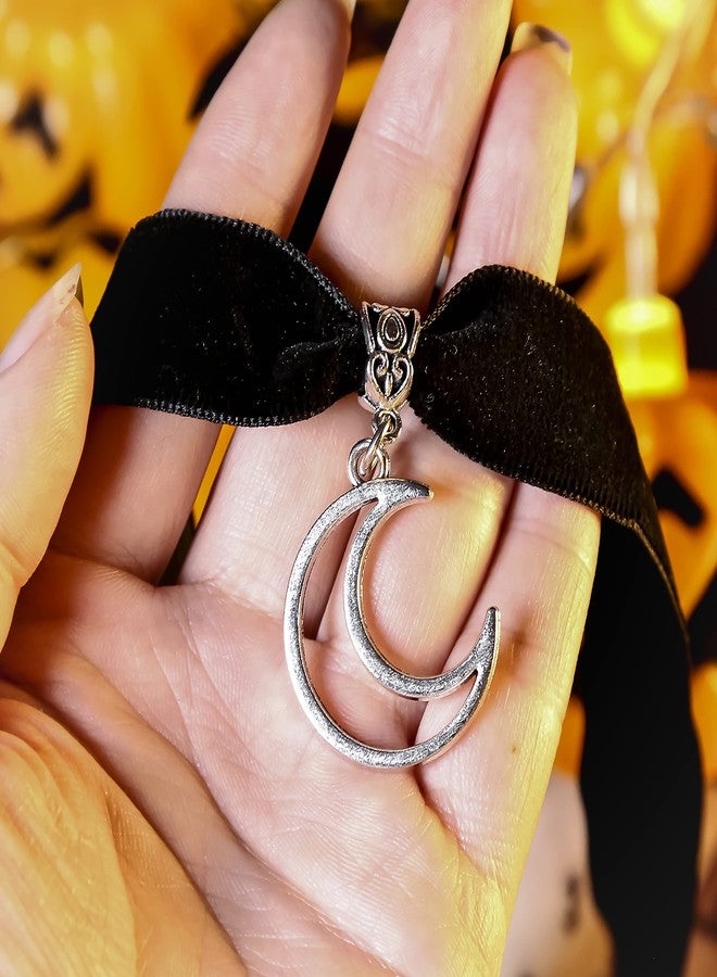RareLove Halloween Costumes Black Velvet Gothic Collar Choker Crescent Moon Necklace Alloy Plated Gothic Accessory for Women - Image 4