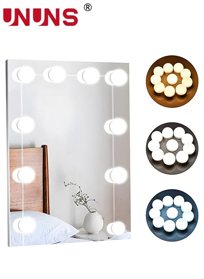 UNUNS LED Vanity Lights For Mirror,10 LED Bulbs 3 Color Dimmable Mirror Light,3.6M Portable Makeup Mirror Light For Bathroom Bedroom Dressing Room,Mirror Not Included  - Image 1