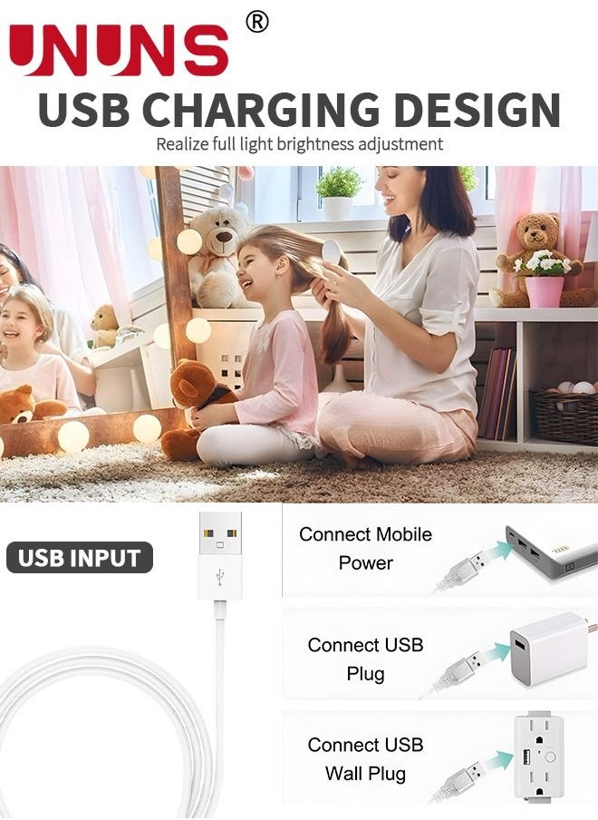 UNUNS LED Vanity Lights For Mirror,10 LED Bulbs 3 Color Dimmable Mirror Light,3.6M Portable Makeup Mirror Light For Bathroom Bedroom Dressing Room,Mirror Not Included  - Image 4