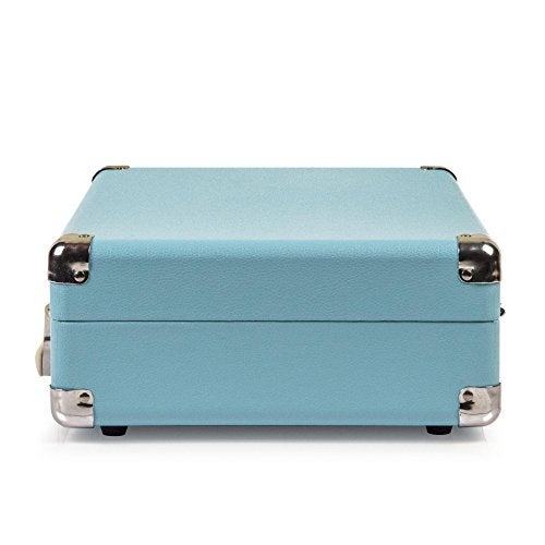 Crosley CR8005D-TU Cruiser Deluxe Vintage 3-Speed Bluetooth Suitcase Vinyl Record Player Turntable, Aqua - Image 5