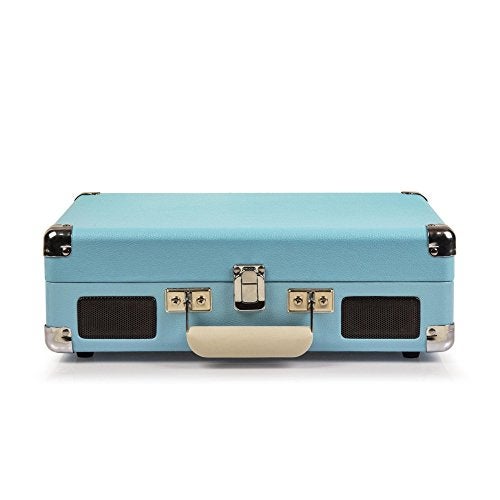 Crosley CR8005D-TU Cruiser Deluxe Vintage 3-Speed Bluetooth Suitcase Vinyl Record Player Turntable, Aqua - Image 4