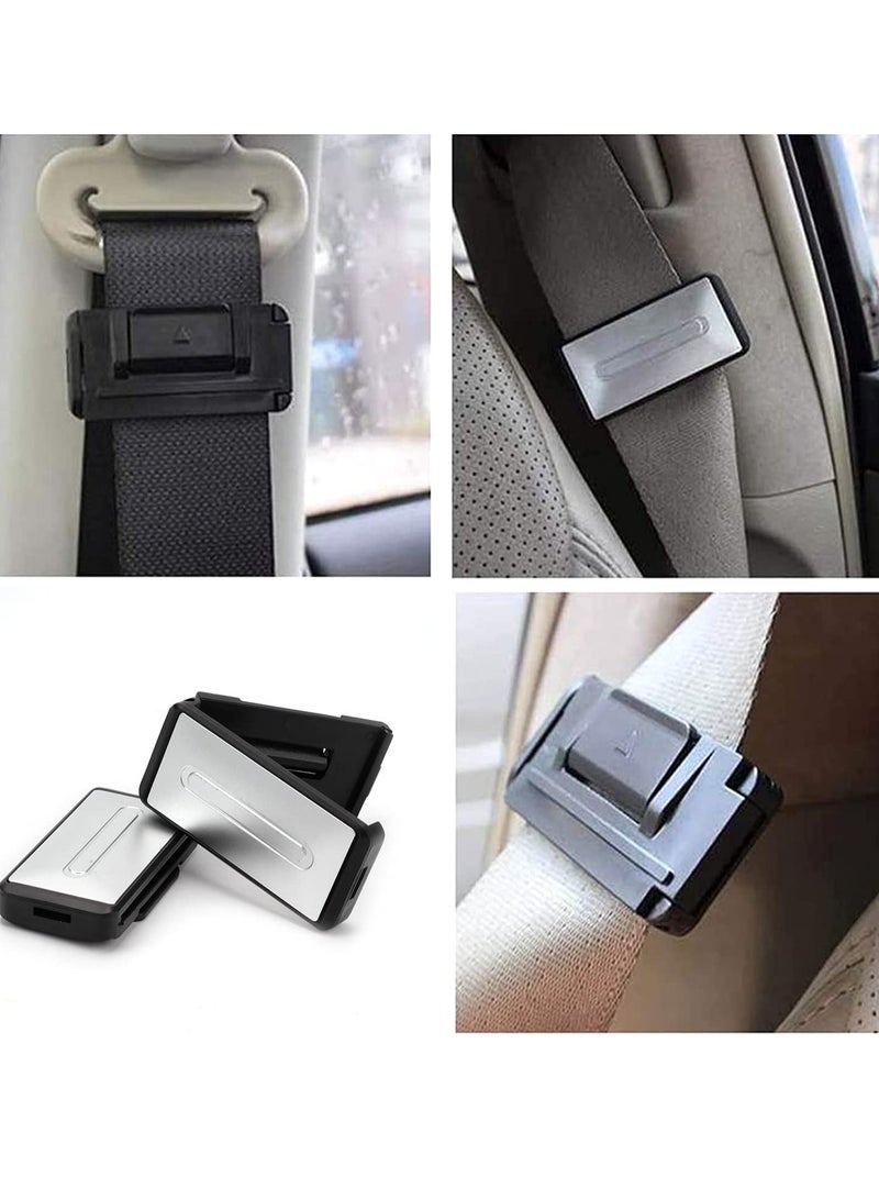 SYOSI Car Seat Belt Adjuster, Seatbelt Clips, Auto Car Seat Belt Stopper Clamp, Smart Adjust Seat Belts to Relax Shoulder Neck Tension While Driving (Silver) - Image 2