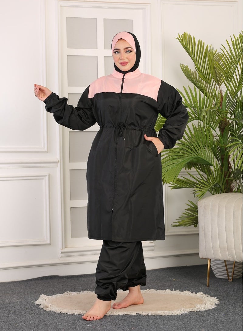 3 piece waterproof swimming suit for women with hijab plus size -islamic swimsuit for women cover up-swimwear for muslim women-modest swimming suit for women-islamic burkini hijab .  - Image 1