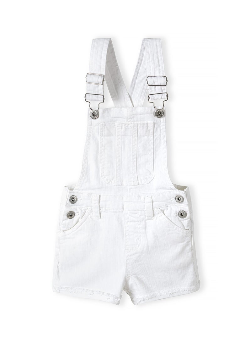 MINOTI Kids Girls Denim Short Dungarees with Chest Pocket  - Image 1