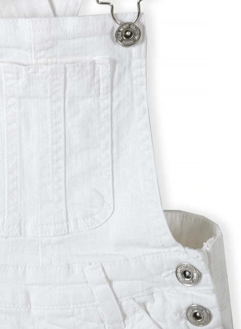 MINOTI Kids Girls Denim Short Dungarees with Chest Pocket