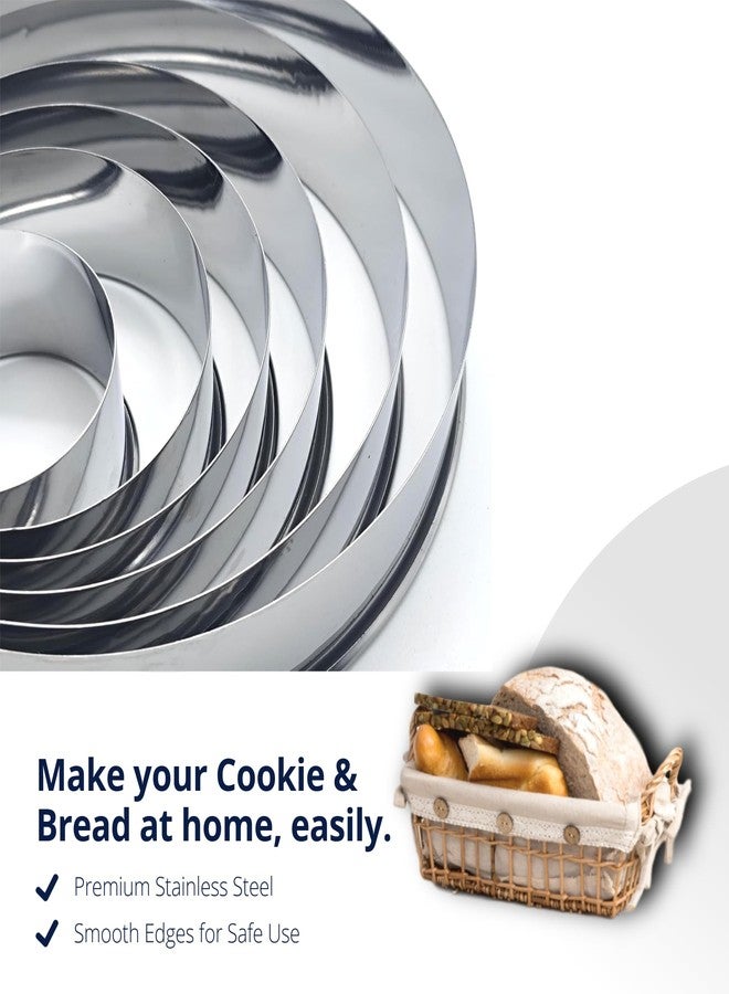 Doczen 6 PCS Round Cookie Cutter Set (2, 3, 3.5, 4, 5, 6 Inch) Large Stainless Steel Circle Cutters Donut Cutter for Baking, Biscuits, Cakes, Sandwiches - Durable & Easy to Clean - Image 3