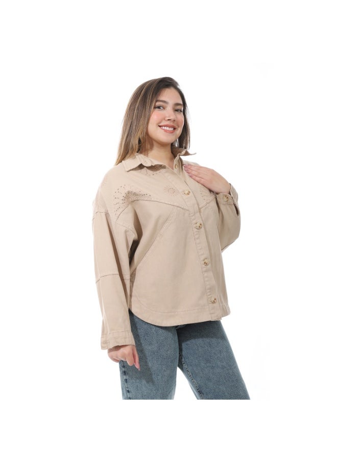 Coctail 17312-Gabardine jacket-beige  - Image 3