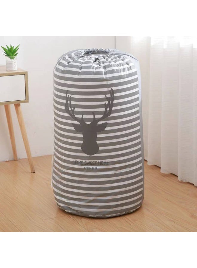 Deer Head Storage Bag, Cylindrical Large Capacity Clothes Pillow Blanket Storage Bags Reusable Drawstring Packing Bag for Comforters Blankets Bedding - Image 1