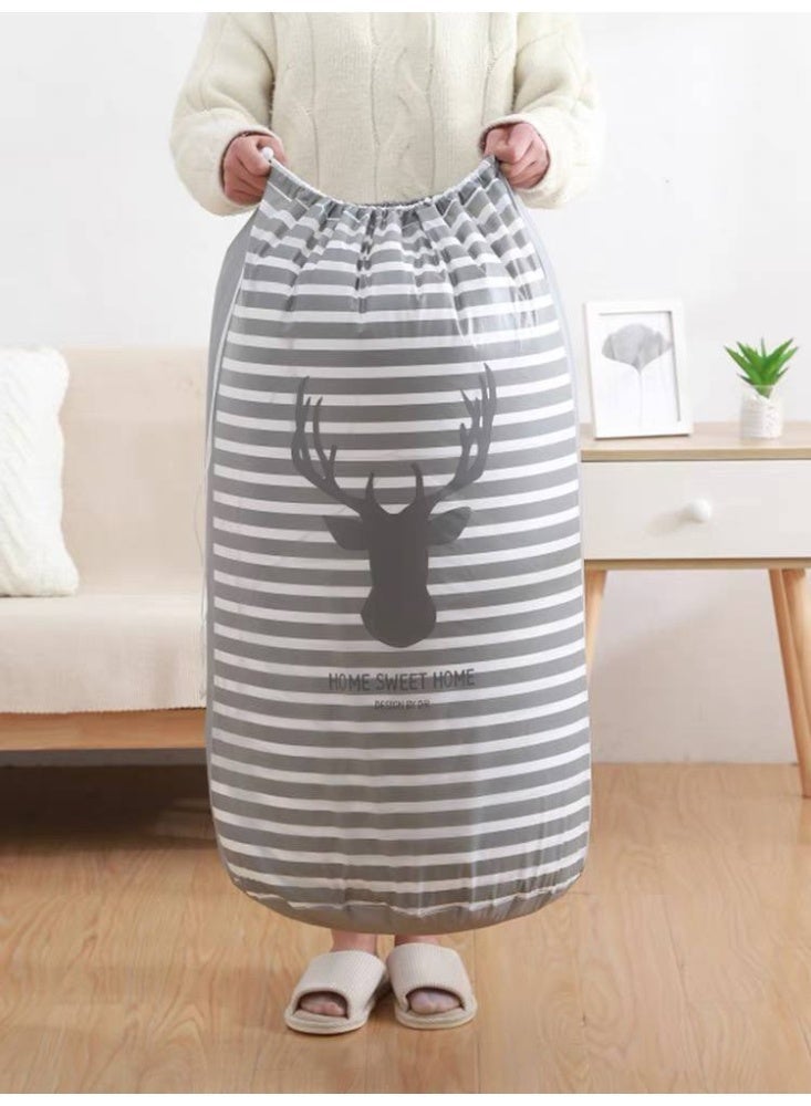 Deer Head Storage Bag, Cylindrical Large Capacity Clothes Pillow Blanket Storage Bags Reusable Drawstring Packing Bag for Comforters Blankets Bedding - Image 4
