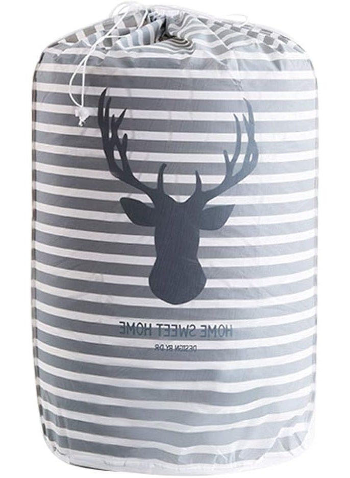 Deer Head Storage Bag, Cylindrical Large Capacity Clothes Pillow Blanket Storage Bags Reusable Drawstring Packing Bag for Comforters Blankets Bedding - Image 5