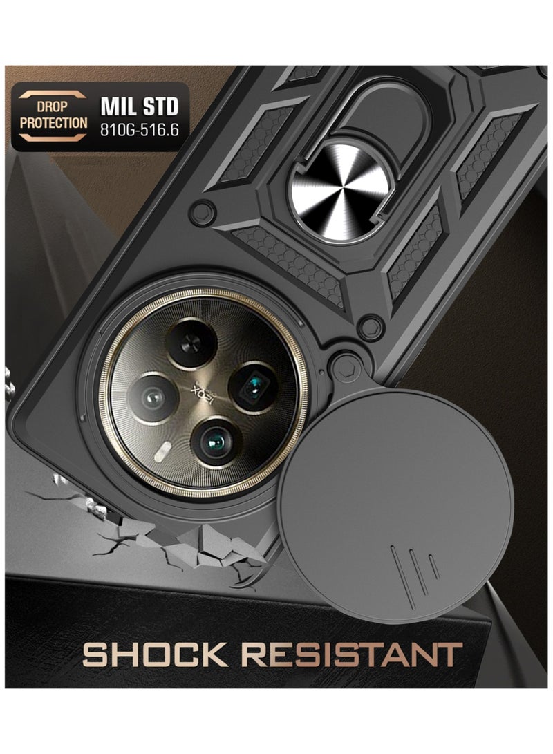 Case Cover Shockproof Windows Protective Case with Camera Protection and Metal Ring Compatible with Realme 12 Pro / Realme 12 Pro Plus / Realme P1 Pro (Black) - Image 2