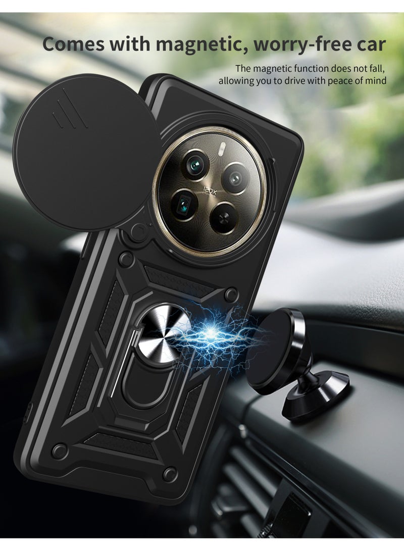 Case Cover Shockproof Windows Protective Case with Camera Protection and Metal Ring Compatible with Realme 12 Pro / Realme 12 Pro Plus / Realme P1 Pro (Black) - Image 3