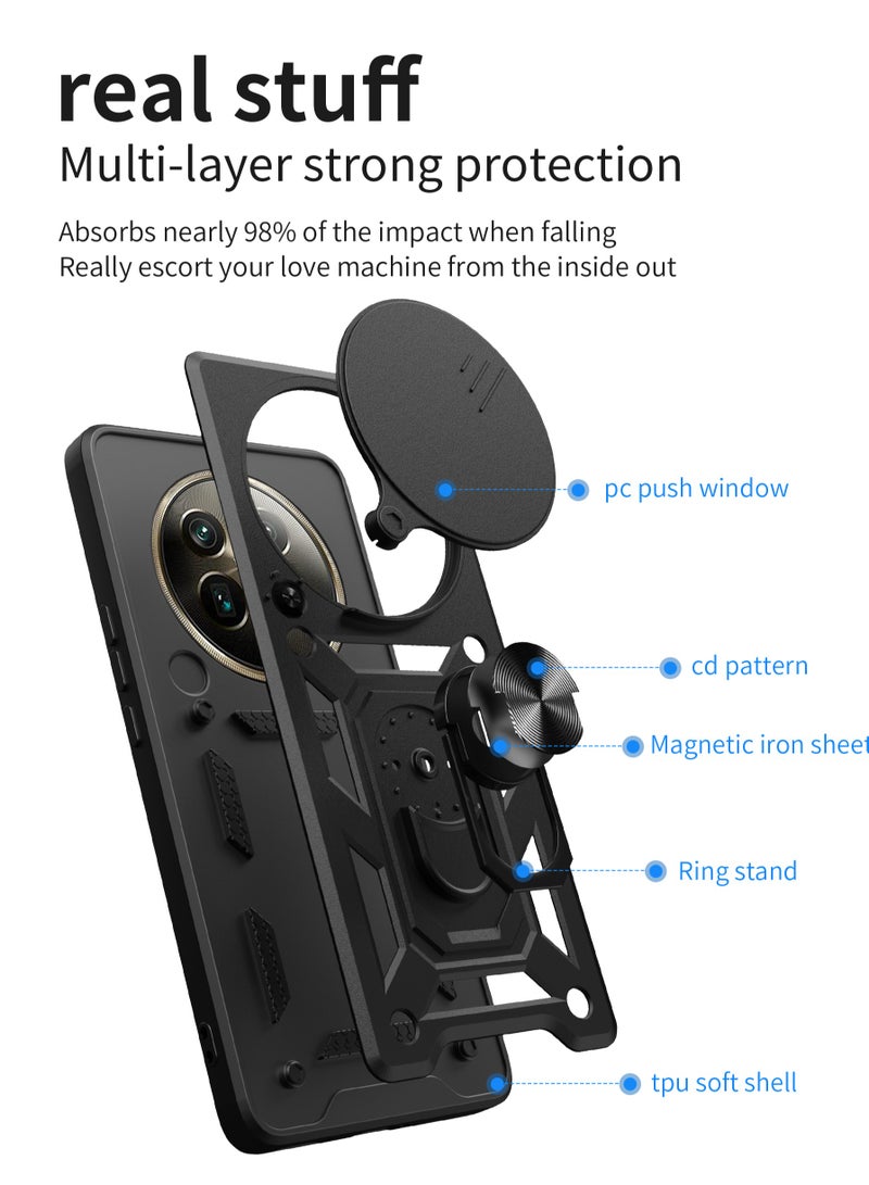 Case Cover Shockproof Windows Protective Case with Camera Protection and Metal Ring Compatible with Realme 12 Pro / Realme 12 Pro Plus / Realme P1 Pro (Black) - Image 4