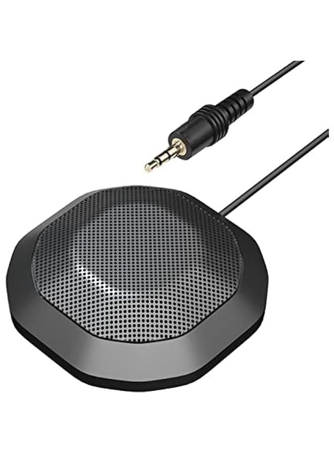 LOUJIN Portable 3.5mm Plug Conference Microphone 360° Omnidirectional Condenser Computer PC Mic Plug and Play Small Microphone for PC Laptop Video Conference Chatting Gaming Recording Online Class Sky  - Image 1