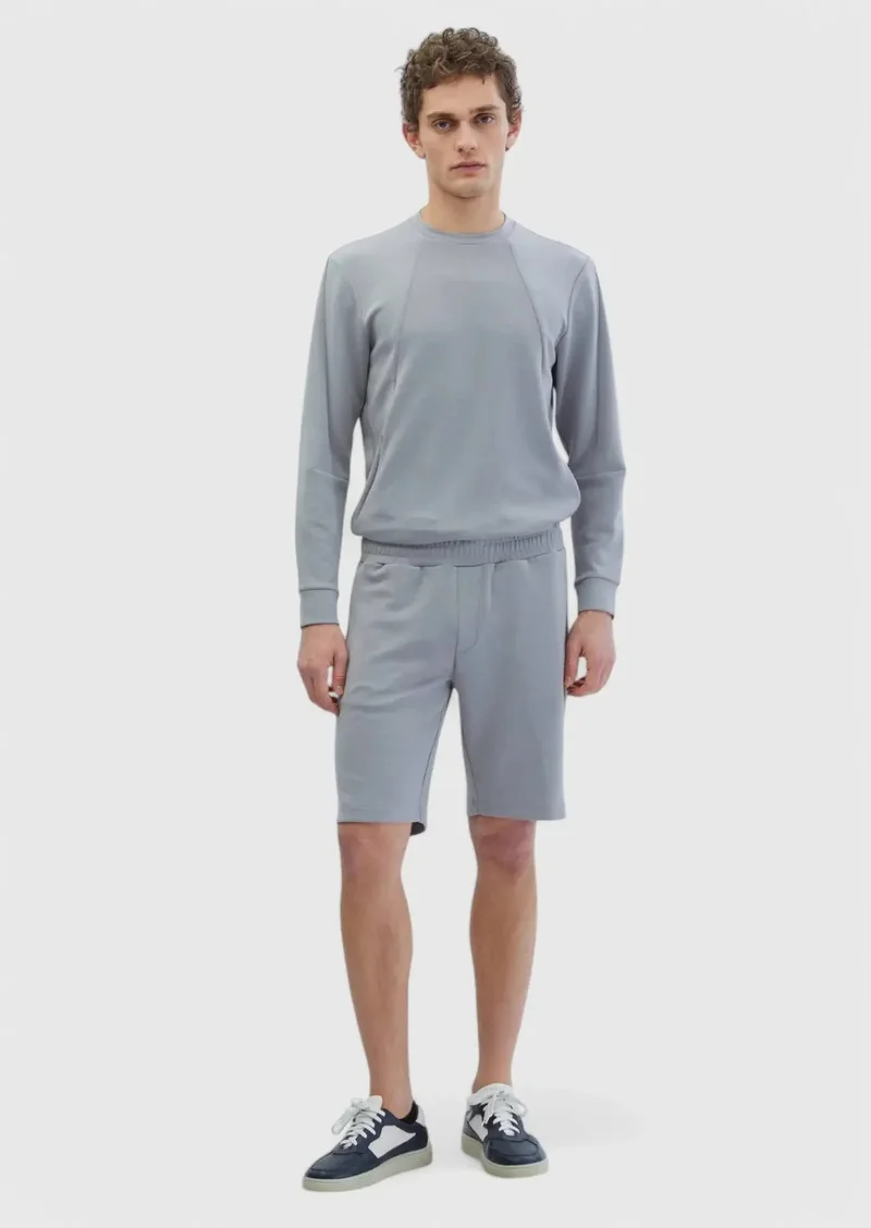 RAMSEY Light Grey Knitting Jogging Fit Sport Bermuda