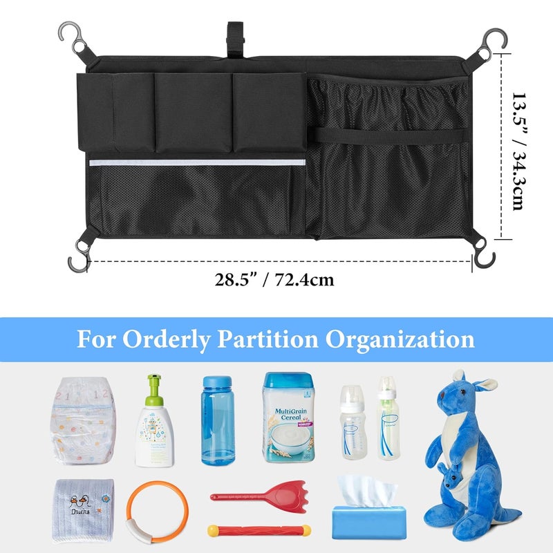 HODRANT Stroller Wagon Cargo Net Stroller Wagon Accessories Organizer Compatible with WONDERFOLD All WSeries Models Large Capacity Mesh Cargo Storage Net with Sorting Pockets for Dry Wet Separation - Image 2