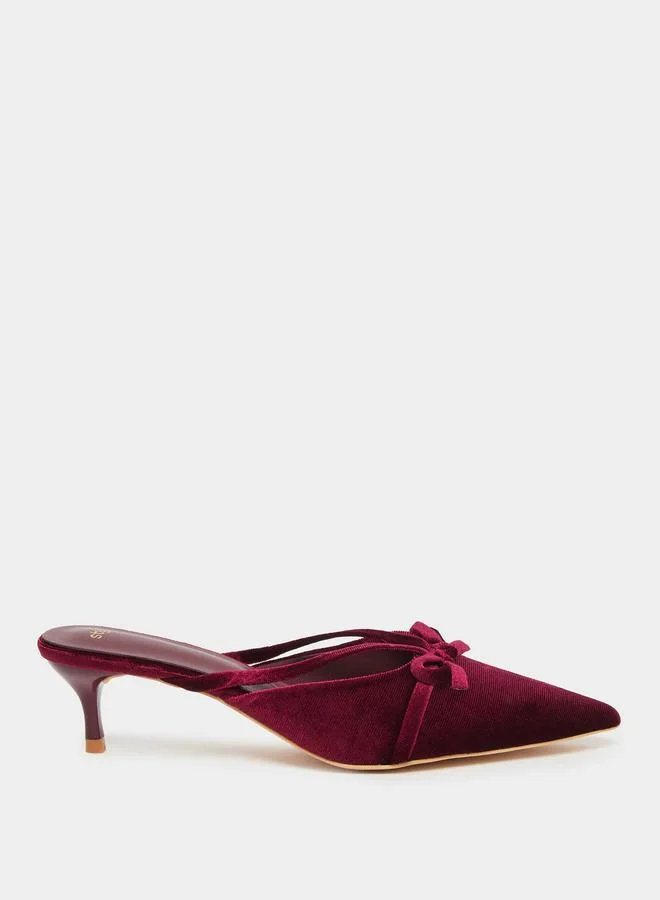 Styli Styli Velvet Texture Bow Detail Formal Shoes